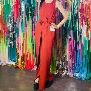 INC International Concepts Sienna Rose Rust Orange Polyester Jumpsuit